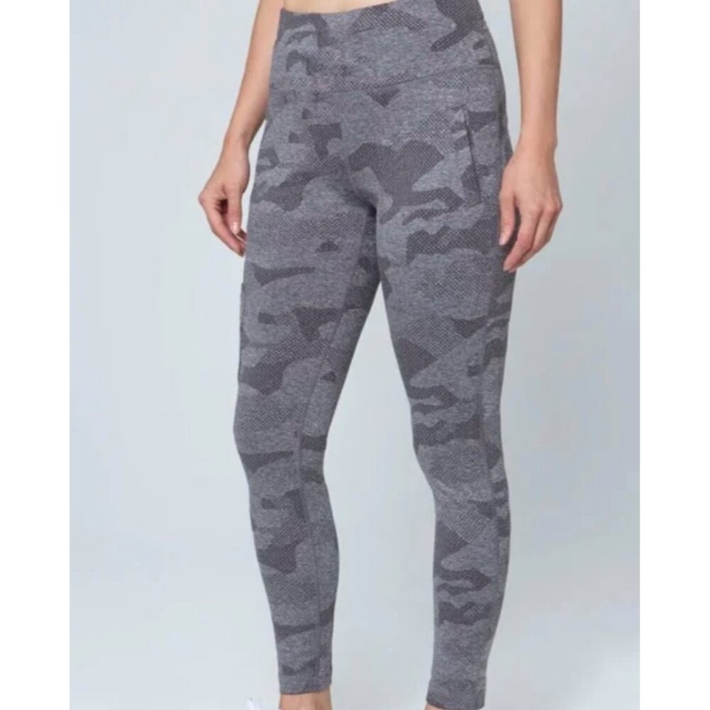 MONDETTA Shades of Gray Camo Sprint Utility Pocket Women's Leggings Size Small